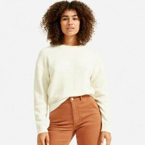 NEW EVERLANE The Teddy Wool Blend Crew Neck Sweater in Buttermilk Size XXS